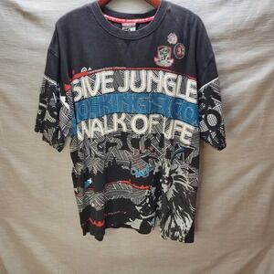 Vtg 5ive Jungle Walk of Life Streetwear Graphic T-Shirt Black Y2K Mens 3XL